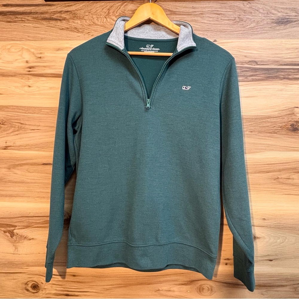 Vineyard Vines forest Green 1/4-Zip Pima Cotton Pullover size Large.